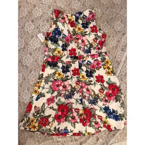 white floral sleeveless dress SPENSE XXL flare fit estretch structured bodice